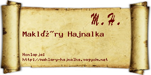 Makláry Hajnalka névjegykártya